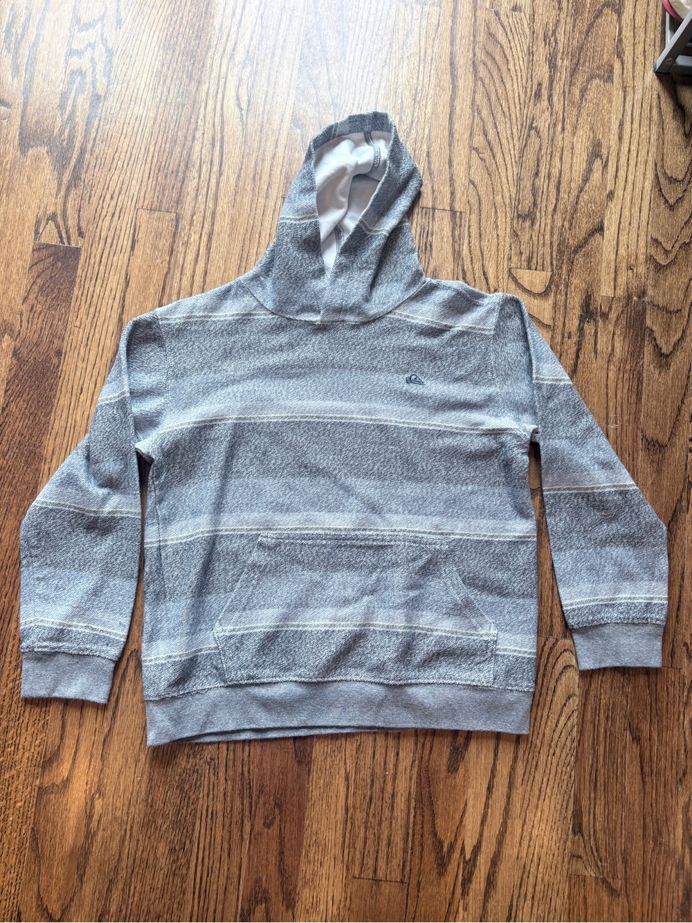 Quiksilver Gray Striped Hooded Pullover Kids' Great Otway Hoodie size medium